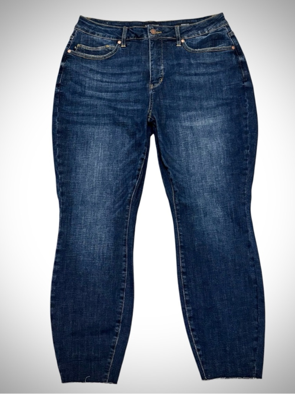 JUDY BLUE Jeans 16W Skinny Fit Dark Stretch Denim Plus Size High Rise Raw Hem